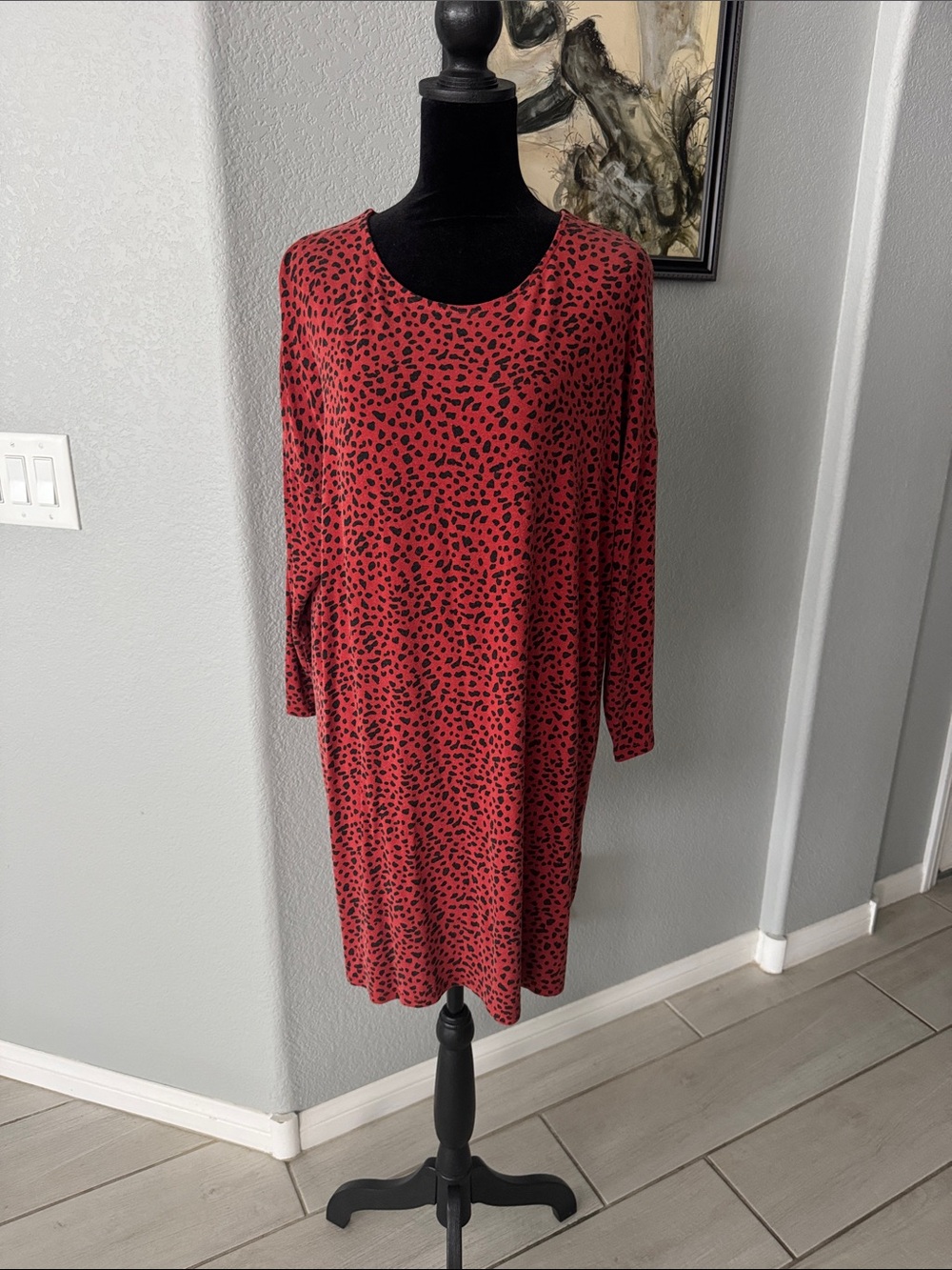 Chico's Red and Black Leopard Shift Tunic